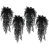 Black Artificial Hanging Flower Faux Hanging Plants Uv Resistant Indoor Plastic Leavse Flower Hang Ferns Artificial Plants Eucalyptus Faux Ivy Flowers Decor For Autumn Outdoor Room (Black)