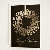 Classic Wreath Christmas Cards, 8 Cards With Envelopes, Folded 5X7 Holiday Greeting Card With Gold Foil Wreath Design, Luxurious Paper, Interior Message Included, Christmas Stationery