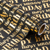 3D Kraft Birthday Wrapping Paper Roll - Mini Roll - 17 Inch X 16.5 Feet - Gold And Black Happy Birthday Lettering Design With Embossed Perfect For Holiday, Party Celebration