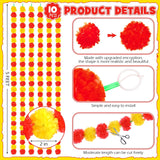 10 Pcs 5 Ft Marigold Garland Diwali Marigold Garlands Decoration Indian Flowers For Decoration Artificial Flowers For Day Of The Dead Altar Wedding Party,Red And Yellow
