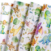 Dinosaur Baby Shower Wrapping Paper Sheet - 8 Sheets Watercolor Dinosaur Wrapping Paper Folded Flat For For Baby Shower, Boys Birthday, Baptism Gift Wrap - 19.7 Inch X 27.5 Inch Per Sheet