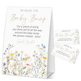 How Big Is Mommys Belly Game, Baby In Bloom Measure The Baby Bump Baby Shower Game, Spring Floral Baby Shower Party Decorations, 1 Sign & 50 Guess Cards-A01