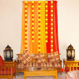 Indian Pooja Backdrop Decoration Items 7X5Ft Diwali Backdrop 5 Artificial Marigold Garland Set Mehndi Home Decorations For Janmashtami, Varalakshmi, Haldi, Puja, Ganesha Party Decor