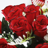 2Pcs Artificial Cemetery Flowers For Grave Silk Memorial Red Rose Flowers Outdoor Grave Flowers For Grave Vase Cemetery Flower Arrangements (Not Included Vase)