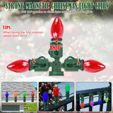 Rotatable Magnetic Christmas Light Clips?C7/C9 Magnetic Light Clips Hooks, Outdoor Magnet Christmas Light Clips For Metal Roof Flashing Gutters 60Pcs