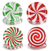 100 Pack Christmas Candy Paper Plates Peppermint Disposable Dinner Plates 9 Inch Red Green Holiday Serving Plates For Christmas Party Supplies Tableware Decoration
