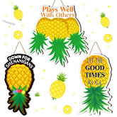 3 Pcs 12 Inch Summer Pineapple Door Sign Cruise Door Decoration Wooden Tropical Pineapple Hanging Signs Funny Wall Decor For Farmhouse Porch Home Summer Party Supplies