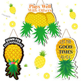 3 Pcs 12 Inch Summer Pineapple Door Sign Cruise Door Decoration Wooden Tropical Pineapple Hanging Signs Funny Wall Decor For Farmhouse Porch Home Summer Party Supplies