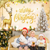 Gold Glitter Merry Christmas Banner - Large Sign For Indoor/Outdoor Decor