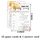 Boho Rainbow Name That Baby Song Baby Shower Games, 25 Sunshine Gender Neutral Cards With 1 Answer Card, Gender Reveal Party Game Set For Women, Men-A21