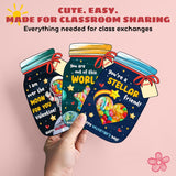 36 Packs Space Valentines Day Cards - Kids Valentines Cards For School Classroom Party Favors - Space Astronaut For Kids, 3.7''X 5.6'' Mason Jar Greeting Card Exchange (Candy Not Included)