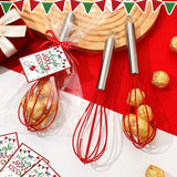 6 Sets 10 Inch Christmas Whisk Baking Gifts Sets Includes Stainless Steel Whisk Greeting Cards Ribbon And Plastic Bags For Neighbor Family Cooking Supplies Christmas Stocking Stuffers Ideas