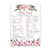 Girl Baby Shower Games — Baby Trivia Game — 25 Guests, Fun Facts Pink Floral Flowers, Garden Boho Chic Gender Reveal Party Couple Shower Activityg140-Trv-1