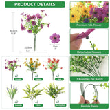 Artificial Fake Flowers Plants Outdoors Spring Decor, Faux Flowers Silk Daisy Eucalyptus Plants Uv Resisitant For Outside Planter Pot Front Porch Garden Patio Decoration(12 Bundles)