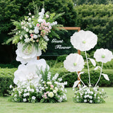 Giant Silk Flowers Wedding Decor - 5.58Ft Artificial Flowers 3D Large Fake Floral With Stand Base For Christmas Bridal Shower Birthday Party Yard Ceremony Decoration (White)