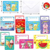 Kids Valentines Day Cards Pun Note Cards With Stickers And Envelopes For Valentine Party Favor School Classroom Activity 28Pcs