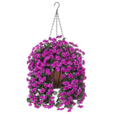 Hanging Baskets Artificial Flowers For Outdoor Interior Decor, Artificial Daisies Flowers Shrubs Plants With Baskets For Home Porch Garden Patio Patio Spring Summer Decor(Violet)