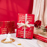 Valentines Day Wrapping Paper Roll - Mini Roll - 17 Inch X 16.5 Feet - Red Wrapping Paper With Gold Foil It Was Always You For Valentine'S Day, Anniversary, Birthday, Wedding