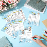 302 Pcs Bear Baby Shower Games Set 6 Games Include Baby Shower Word Scramble Word Search Predictions And Advice The Price Is Right Guess Mom Or Dad(Blue Bear)