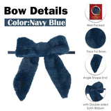 Navy Blue Bows 7''×9'' Christmas Bows For Gift Wrapping Faux Fur Present Bows Premade Bows For Christmas Trees Fireplaces Wreaths Staircases Crafts Home Outdoor Winter Decoration, 6 Pcs