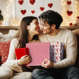 Red Star Stripe Foil Gift Wrapping Paper Roll For Women Valentine'S Day Wedding Birthday Christmas Anniversaries, 3 Mini Rolls, 17 Inch X 9.8 Feet Per Roll