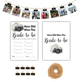 Bridal Shower Games - How Old Was The Bride-To-Be Wedding Shower Party Card Game - Boho Floral Minimalist Themed Bachelorette/Engagement Party Supplies Activities Decorations (A01)