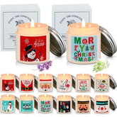 12 Pcs Christmas Scented Candles Gift Set Xmas Holiday Aromatherapy Candles Warm Scented Winter Soy Wax Gift With 12 Fragrances For Mom Mother Sister Decor(White And Silver)