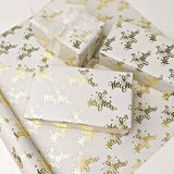 Mini Short Wedding Paper Roll For Men Women - Mr&Mrs Design Gold Foil Gift Wrap For Wedding, Valenline'S Day, Bridal Shower, Holiday Party Baby Shower(17 Inches X 32.8 Feet)