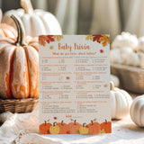 Little Pumpkin Baby Shower Game — Baby Trivia — 25 Pack — Fun Facts Fall Shower Or Gender Reveal Party Activity, Autumn Theme Pumpkins Rustic & Gender Neutral G330-Trv