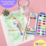 BAZIC Products Watercolor w/Brush Semi Moist 16 Color, Non-Toxic Paint Set, for Kids Hobby Fun Art Supplies Crafts Vibrant Coloring Painting, 1-Pack