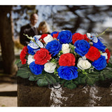Artificial Cemetery Flowers - Headstone Flower Saddle -Memorial Day Flower For Grave Decorations - Realistic Vibrant Roses Carnation