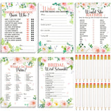 220 Pcs Floral Bridal Shower Game Set For 40 Guests Wedding Games Cards And Pencils Floral Bridal Supplies 5 Activity Accessories Gifts For Bride Groom Bachelorette Wedding Party Favors