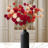 Fake Flowers Silk Flowers10Mums 50 Artificial Flowers?Red Mums Fall Flowers?Burgundy Flowers Artificial,Chrysanthemum Floral Arrangement Diy Faux Flowers For Vase,Vase Fillers Home Decorations