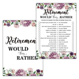 Retirement Party Games, Would They Rather Co-Worker Retirement Party Game Card, Purple Floral Retirement Party Ideas Activities Supplies Decorations(30 Game Cards) - B04