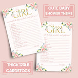 Oh Girl Baby Shower Games Rustic - Word Scramble Cards - 25 Pack - Fun Baby Shower Activities For Guests - Boho Floral Theme In Pink And Gold