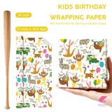 Kids Birthday Wrapping Paper Roll - Mini Roll - 17 Inch X 16.5 Feet - Cute Birthday Party Animal Wrapping Paper For Kids Boys Girls, Baby Shower, School Celebration