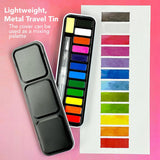 Travel Watercolor Kit, Watercolor Paint Set For Kids & Adults, Travel Palette With Water Brush