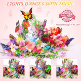 Pop Up Birthday Card With Lights Music, 3D Butterfly Flowers Get Well Soon Thank You Mother'S Day Anniversary Card Teacher Appreciation Gifts For Women Men