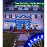 1500 Led 492Ft Outdoor Christmas Lights Decorations, Green Wire Led String Lights With Timer Memory, Twinkle Lighs For Indoor Outdoor Party, Tree Wedding, Garden, Patio (Blue)