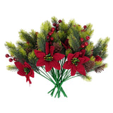 10 Pieces Christmas Flowers Artificial Floral Pine Cones Red Fake Berry Picks For Christmas Party Decoration Table Centerpieces (10)