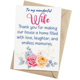 Mothers Day Card For Wife From Husband - 5X7 Inch Folded Card Include Envelope, Sticker - Blank Inside - Sweet, Unique & Romantic Gift, Embossed
