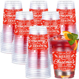 100 Pieces 16 Oz Christmas Party Cups Bulk Merry Christmas Disposable Clear Plastic Cups Holiday Xmas Party Drinking Printed Cup Xmas Supply For Beer Beverage Ice Cream Iced Coffee Snacks
