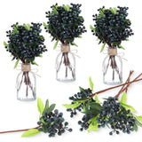 30 Pcs Artificial Blue Berry Stems Bulk, 9.8 Inch Faux Berry Picks With Green Leaves, Fake Short Branch Fruit Flower For Tree Garland Home Wedding Diy Party Decoration(Blue)