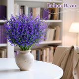 Artificial Lavender Flowers - 7 Pcs Artificial Flowers For Outdoors Faux Lavender Plants Uv Resistant Plastic Purple Fake Flower For Outside Indoor Porch Patio Window Planter Bouquet Decor