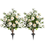 Artificial Flower Trees Indoor, ? 2 Pieces ? Faux Floral Plants 36 Inch Faux Blooming Camellia Spike Design White Blossom Outdoor Decoration