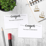 Blank Coupon Cards White, Made In Usa - 3.5X2, Little Make Your Own Gift Certificate, Vouchers For Present, Holiday, Valentines Simple Redeemable For Design, Lots Of Space To Write, 50-Pack