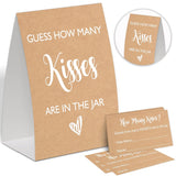 Rustic Minimalism How Many Kisses Bridal Shower Game,Wedding Shower Games,Engagement Party Games,Bachelorette Party Games,Bridal Shower Decorations(1 Sign & 50 Cards),12