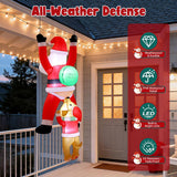 6Ft Hanging Christmas Inflatables Outdoor, Climbing Santa With Dog Blow Up Roof Decor, Funny Built-In Led Lights Xmas In