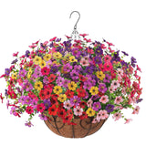 Artificial Fake Hanging Plants Flowers With Basket Outdoor Decor Faux Silk Dasiy Flower Arrangements In Pot Planter For Porch Home Indoor Patio Garden Yard Decoration