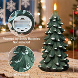Green Christmas Tree Shaped Flickering Flameless Candles, Real Wax Battery Operated Led Candles With Timer For Holiday Home Party Decorations And Christmas Gifts, Set Of 2